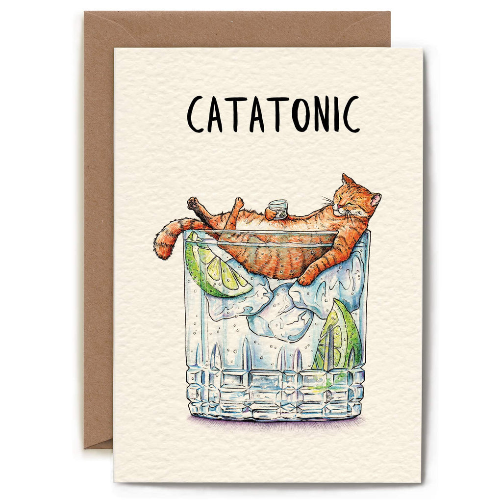 This charming greeting card features a blank interior, providing the perfect canvas for your personal message or wit. Crafted from premium 300gsm cream colored card stock with a distinctive textured finish, it's sourced responsibly and certified FSC-approved. The card arrives in eco-conscious packaging, a recycled kraft envelope nestled within a protective hardbacked mailer, eliminating unnecessary plastic. Each piece is thoughtfully designed, printed, and assembled in the UK