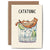 This charming greeting card features a blank interior, providing the perfect canvas for your personal message or wit. Crafted from premium 300gsm cream colored card stock with a distinctive textured finish, it's sourced responsibly and certified FSC-approved. The card arrives in eco-conscious packaging, a recycled kraft envelope nestled within a protective hardbacked mailer, eliminating unnecessary plastic. Each piece is thoughtfully designed, printed, and assembled in the UK