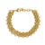 Make a bold statement with the Hackney Nine Carpi Bracelet. This striking piece showcases multiple rows of intricately ribbed links woven into a luxurious, wide silhouette that commands attention. The rich 18K gold-infused finish gleams from every angle, infusing vintage-inspired elegance into your everyday style or special occasion look.