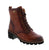Elegant brown leather ankle boot with water-resistant upper and faux fur lining for warmth and comfort. Features a removable microfiber footbed, foam midsole, rubber outsole, and convenient side zip entry alongside lace-up closure.