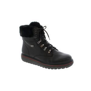 Keep your feet warm this winter with the Remonte D0U70-01 boot. With cozy lambs wool lining and Remonte Tex water-resistant technology to keep your feet dry. Complete with a built-in flip grip on the outsole for traction on the ice and snow, your feet will stay secure no matter the conditions. 