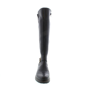 Step out in style and comfort with Remonte D1A73-01 knee-high boots. These fashionable boots offer a convenient zipper, cozy fleece lining, and a supportive footbed. The sleek buckle design adds a chic touch to any outfit. Stay stylish all day with these must-have boots.