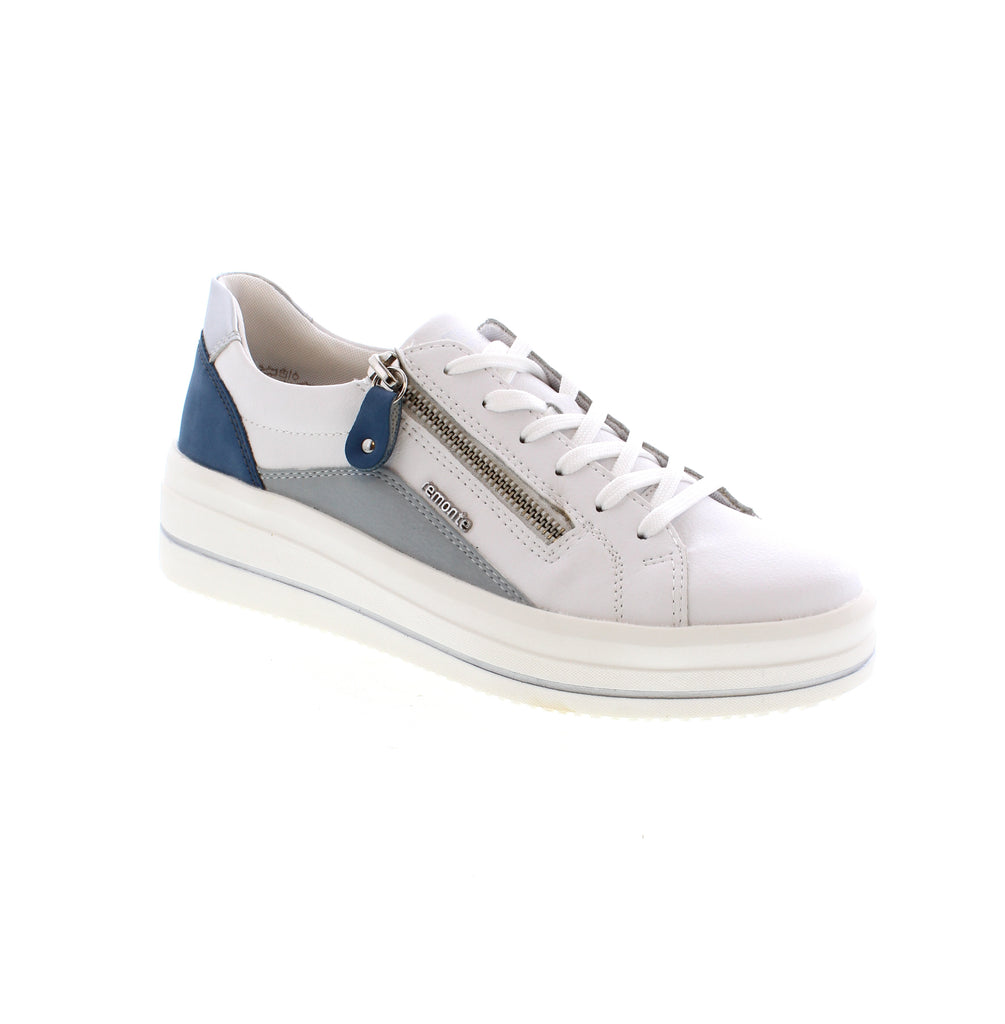 Elevate your style and comfort with the Remonte D1C01-84 lace-up trainers. The leather and synthetic blend upper offers durability and the synthetic lining provides a breathable interior. With a plush leather insole and polyurethane sole for support and traction, these trainers are perfect for any activity.
