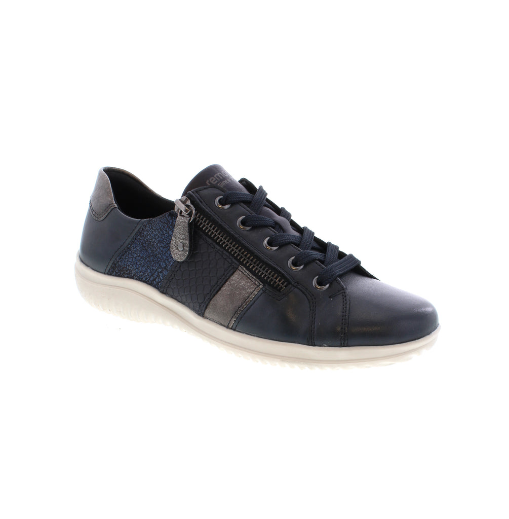 The Remonte D1E00-14 combines smooth leather craftsmanship with advanced Lite 'n Soft technology, featuring an ultra-soft sole and a padded, removable insole for exceptional comfort. Its lace-up design, paired with a zipper, ensures a secure fit and reliable support, making these shoes a practical and stylish choice for everyday wear.&nbsp;