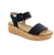 The Remonte D1N56-00 is a black sandal featuring a leather upper with basket weave detailing and round toe design. Its elasticized upper and velcro closures ensure a comfortable fit. The wedge heel, foam midsole, and removable microfiber insole deliver all-day comfort. Orthotic-friendly and true-to-size for narrow-to-medium feet.