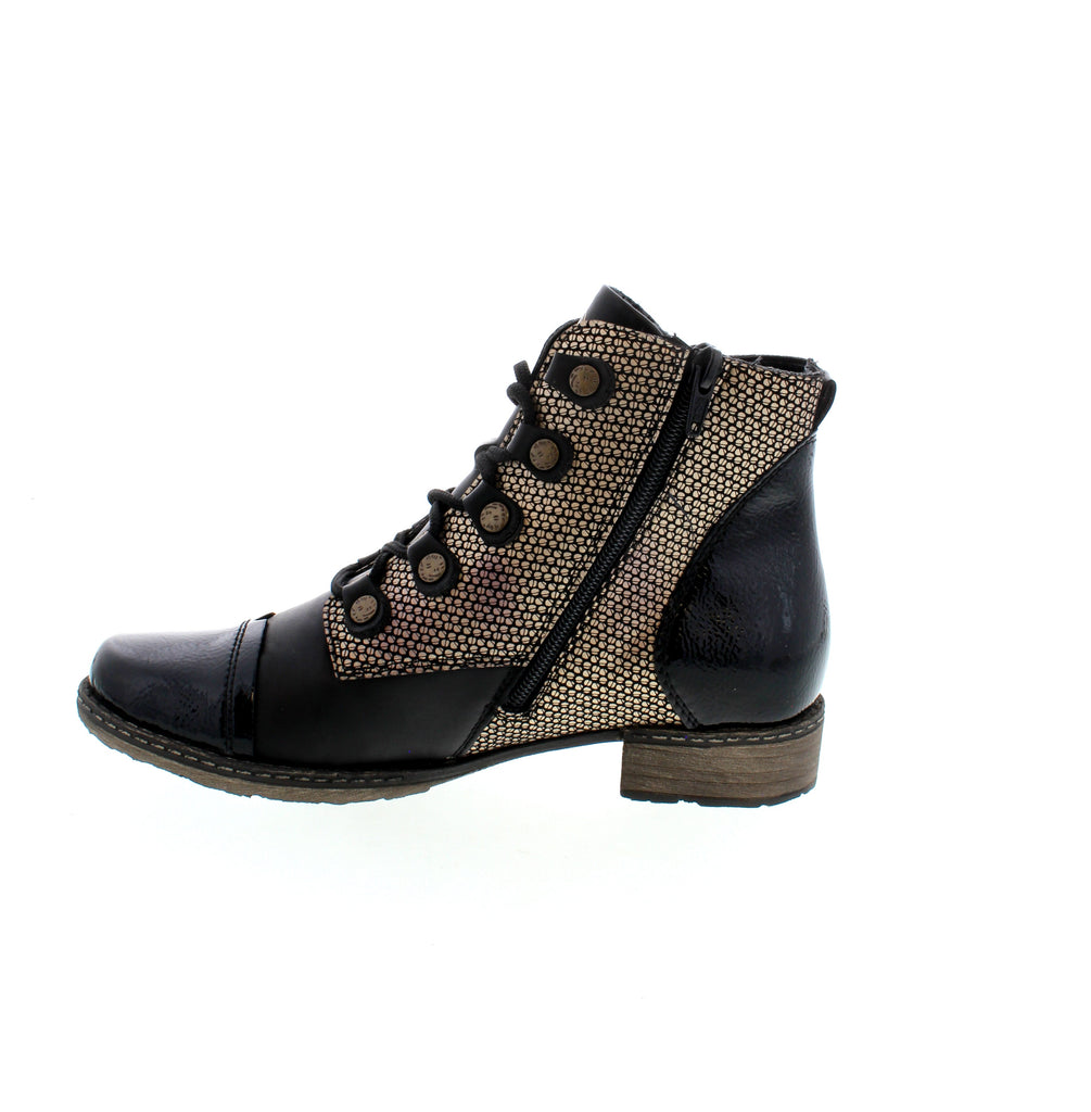 Remonte D4391 Stivaletto Donna Nero – Con Lacci, Cerniera E Suola Profilata – Larghezza Comfort