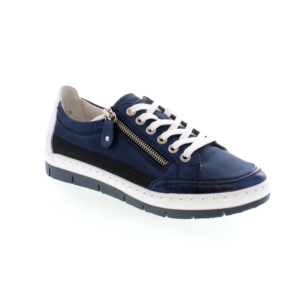 Featuring a lace-up design and removable soft sole insole, the Remonte D5826-15 sneaker offers a perfect blend of style and comfort. Its functional side zipper allows for effortless on and off, making it a convenient choice for your everyday wear.