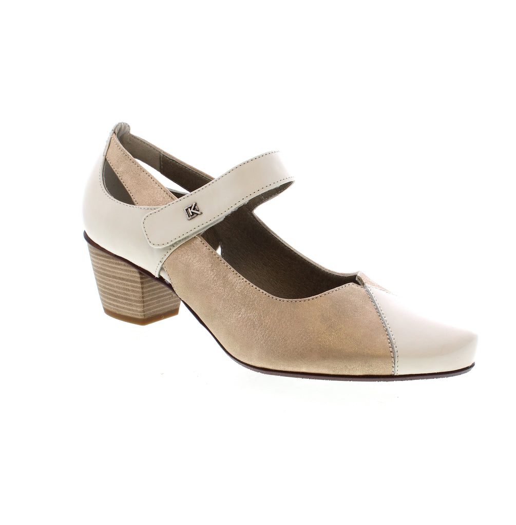 The Dorking Triana heel is ready for the office, or any special event! With its beautifully designed upper, velcro adjust design, your feet will stay secure and fashion-forward!