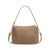 Ladies shoulder bag, with pleated front and top zipper, made of vegan leather.