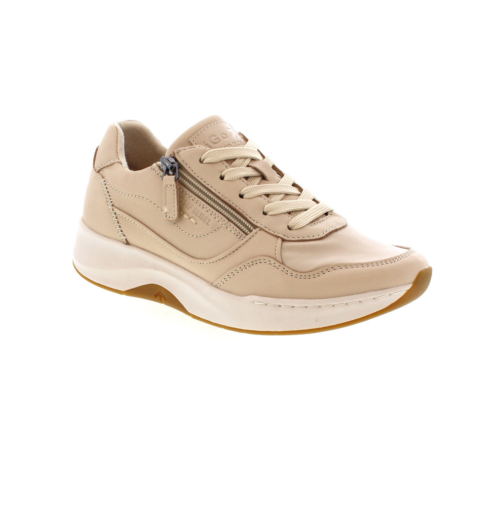 The Josef Seibel Elli 06 in Beige is crafted with a leather upper and lining, providing both durability and comfort. With a 5 eyelet balmoral lace-up design and an outside zipper for easy on and off, this shoe also features a padded collar and tongue for added cushioning. The kombi-fit removable footbed and cemented rubber/EVA outsole provide a custom fit and excellent traction