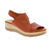 Roamers Ellsie women's slingback sandal in brown. Leather upper with elasticized fit, leather lining and footbed for all-day comfort. Open toe with wedge heel provides lift and support. Foam midsole paired with EVA/PU outsole for cushioning. Ideal for casual summer wear.