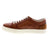 Men's brown leather sneaker with removable insole, white sole bottom and side zipper for easy on and off.