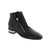 Django &amp; Juliet's Floriss-DJ bootie brings polished sophistication to your everyday rotation. This sleek black ankle boot features a leather upper with a stacked heel and chisel toe, designed for seamless transitions from office to evening. Leather upper and lining provide durability and comfort, while the man-made leather footbed and foam midsole deliver all-day support. The rubber outsole offers reliable traction, and double-side zip entry makes getting in and out effortless.