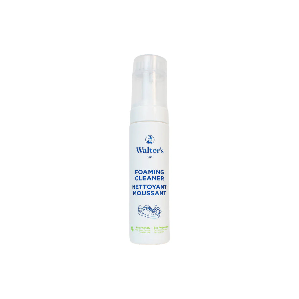 Walter's Foaming Cleaner tackles tough dirt and stains on nubuck, suede, and textiles with zero mess. Simply shake, pump the foam directly onto soiled areas, and scrub with the included all-purpose brush. Safe on all colors and designed for sneaker enthusiasts who demand quick, effective results. No complicated steps—just pump, scrub, and go.