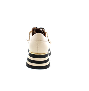 Alfie & Evie's Hosting - Cream sneaker features a round-toe style and an EVA/PU outsole, perfect for casual occasions during the summer and spring seasons. The foam midsole and leather lining provide both comfort and style, while the 1-2