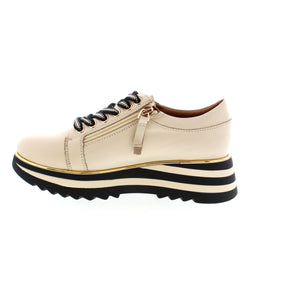 Alfie & Evie's Hosting - Cream sneaker features a round-toe style and an EVA/PU outsole, perfect for casual occasions during the summer and spring seasons. The foam midsole and leather lining provide both comfort and style, while the 1-2