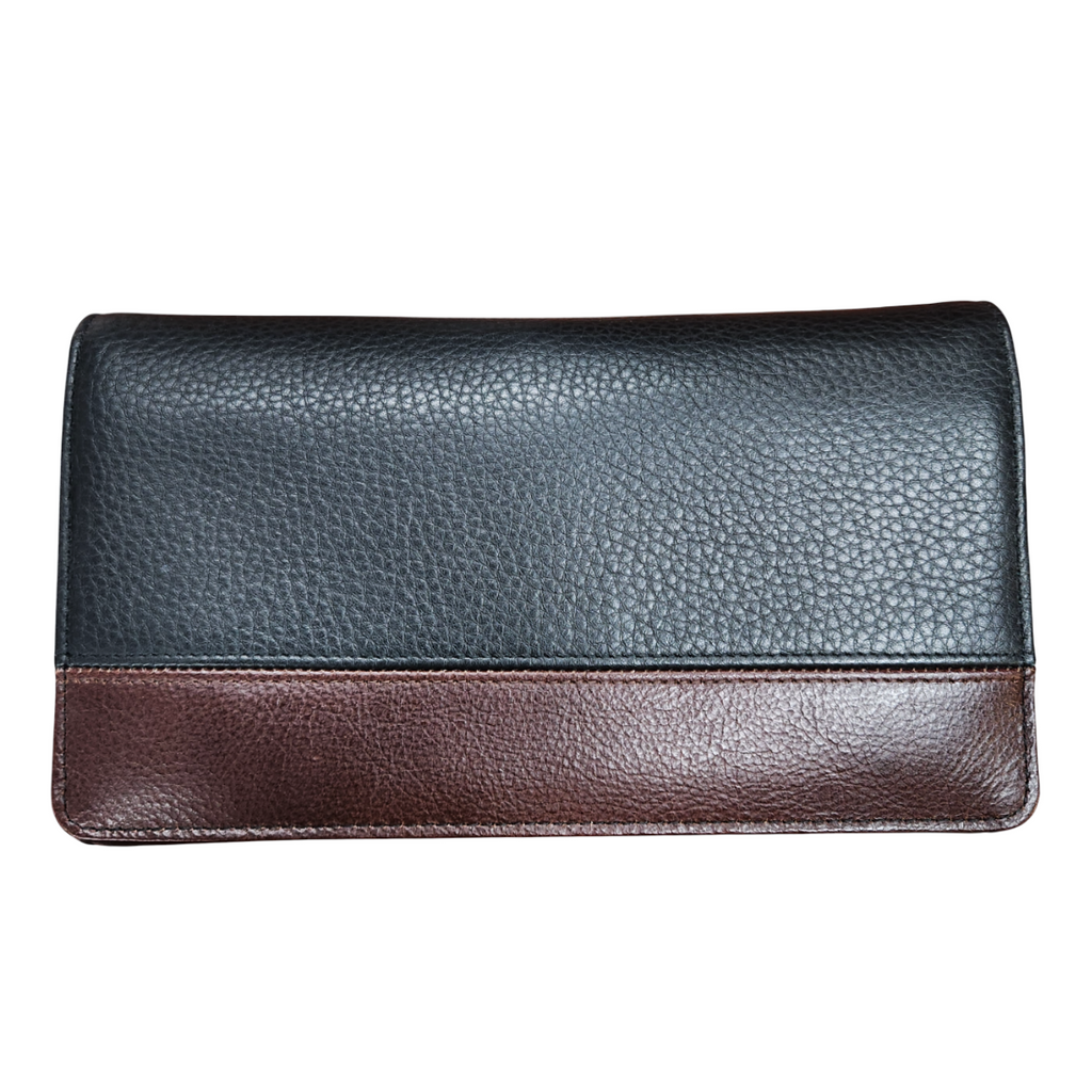 Elevate your everyday style with the Derek Alexander CP-571 Wallet in Black/Brown. With 12 credit card slots and 2 clear ID windows, this wallet offers both fashion and function. Stay organized and look sophisticated on-the-go.