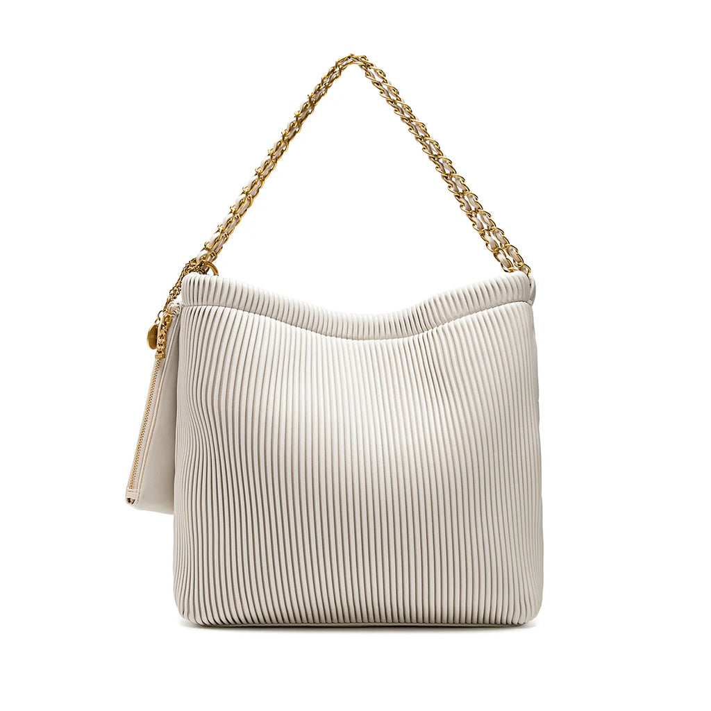 Experience luxury with the Pixie Mood Isabella Chain! This sleek Shoulder Bag is crafted with an elegant chain design and soft, pleated vegan leather for a touch of sophistication. Perfectly sized for work or a lunch date, it's the ideal accessory to elevate your everyday style.