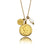 Portraying an old heirloom-found-object aesthetic, this dainty chain holds three adorable charms: an old British coin, a solitary fresh-water natural pearl and an art deco disc.

Crafted from Hand Forged Graded Metal Layered in Pure 18 Karat Gold. Free of Nickel, Lead and Cadmium. Non-Allergic and will not turn Skin Green.