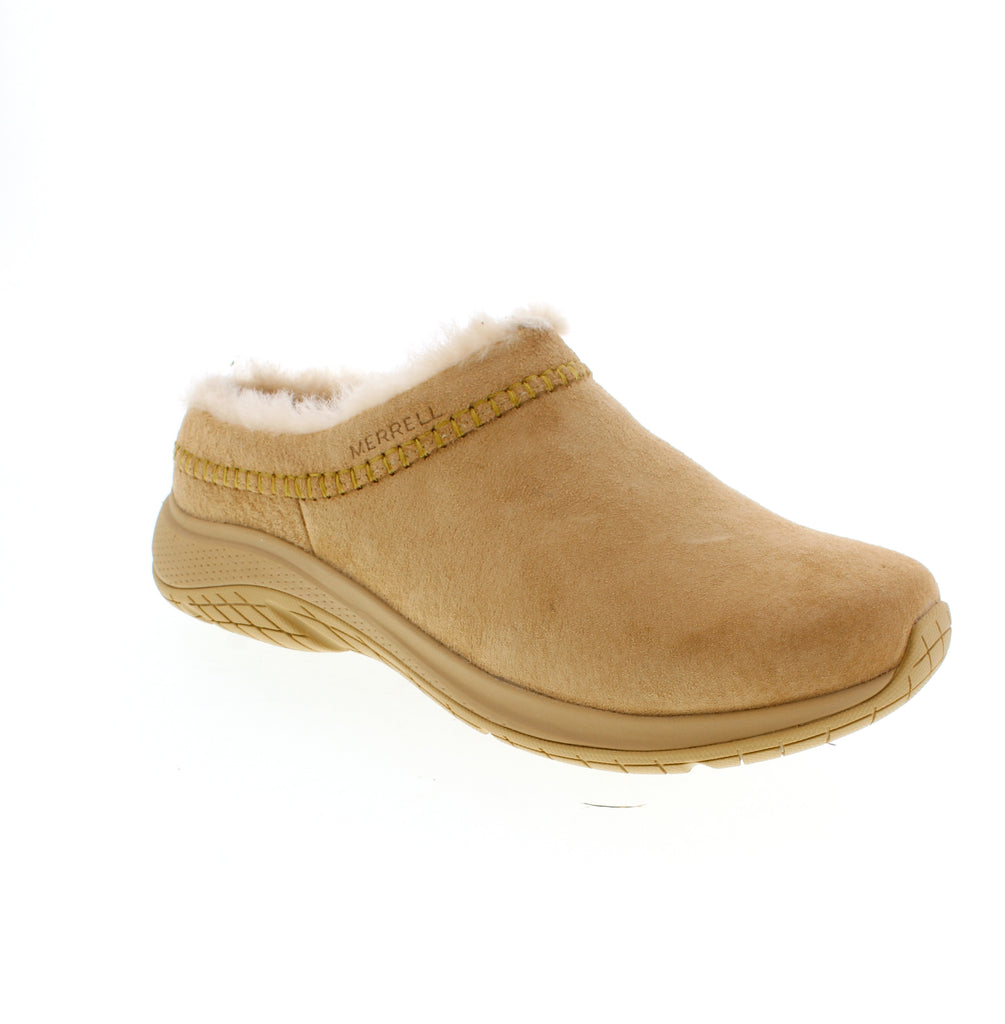 Experience ultimate comfort all winter long with the Merrell Encore Ice 5. This cozy shoe features a premium pig suede upper, sheepskin lining, and FloatPro midsole for maximum comfort and convenience. Keep your feet warm and snug all season with this Merrell icon.