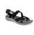 The Merrell Harbor Backstrap J008362 in black is a strappy sandal built for secure, all-day comfort. Its leather upper features adjustable velcro halter and back straps that customize the fit to your foot. The microfiber footbed with light arch support works with the shock-absorbing EVA/PU midsole to keep feet cushioned, while the flatform heel adds subtle elevation.