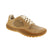 Tan waterproof sneaker from Merrell J008910 combining trail-ready performance with casual style. Suede upper with padded collar and mesh lining resists moisture while maintaining breathability. Removable microfiber insole with odor control and light arch support, paired with EVA/PU midsole and rubber outsole, provide cushioning for walking, trail running, and hiking. Orthotic-friendly design suits narrow to medium feet for athleisure and everyday wear.