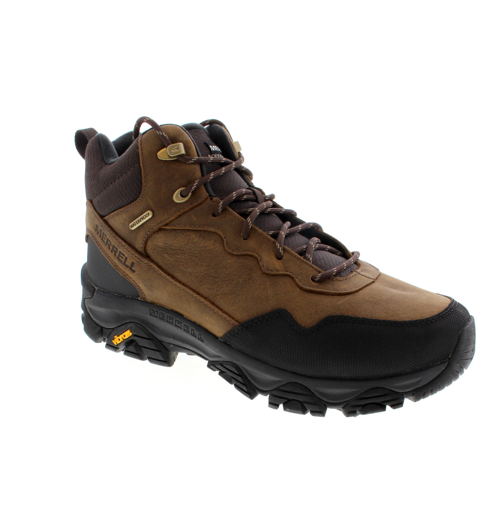 Merrell's Coldpack 3 Thermo Mid WP combines rugged winter protection with reliable comfort for cold-weather adventures. Built with a waterproof upper, insulated construction, and enhanced traction outsole, this Earth-toned boot keeps your feet warm and dry on challenging terrain. Waterproof leather upper with fleece lining shields against snow and moisture. Insulated midsole retains warmth in freezing conditions