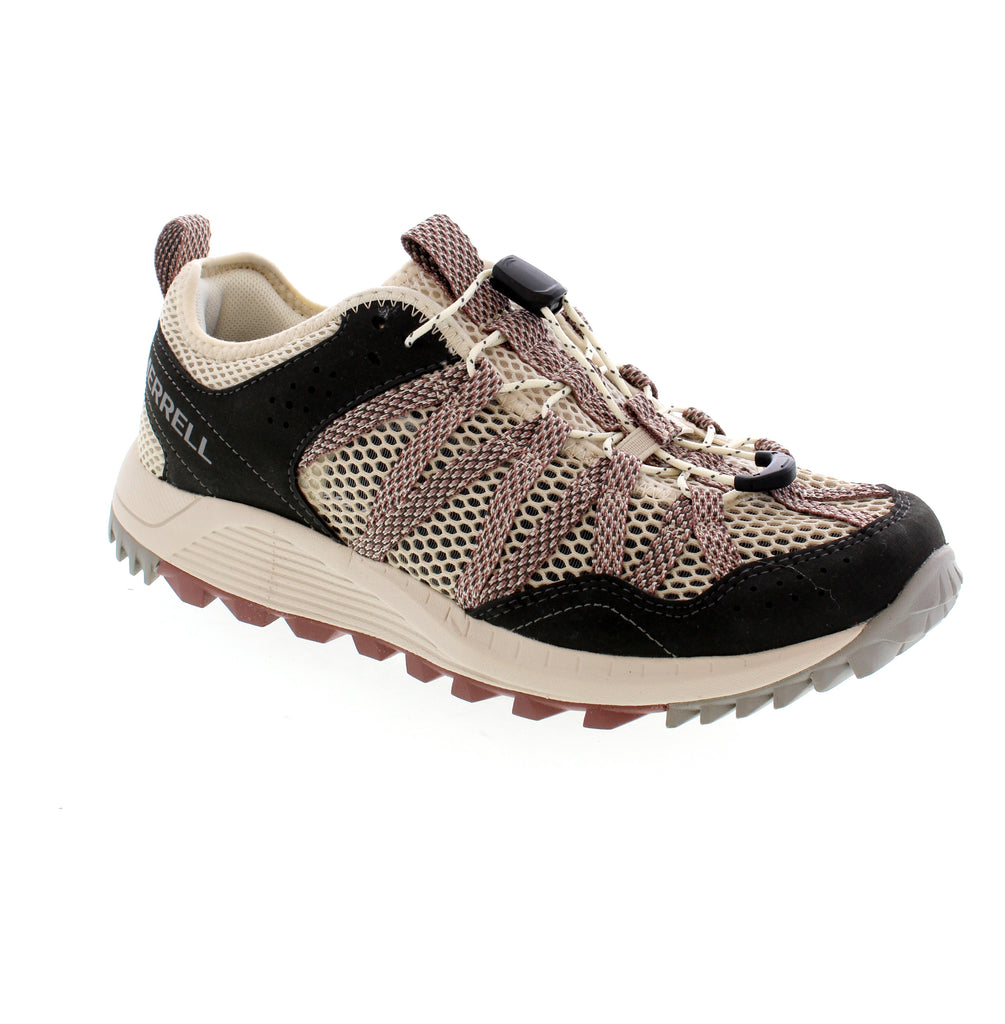 Experience ultimate comfort on the trail with the Merrell Wildwood Aerosport. Featuring Kinetic Fit™ BASE insole and Aircushion technology, this sneaker provides unbeatable support for your feet. Stay comfortable and focused on your adventure with every step.