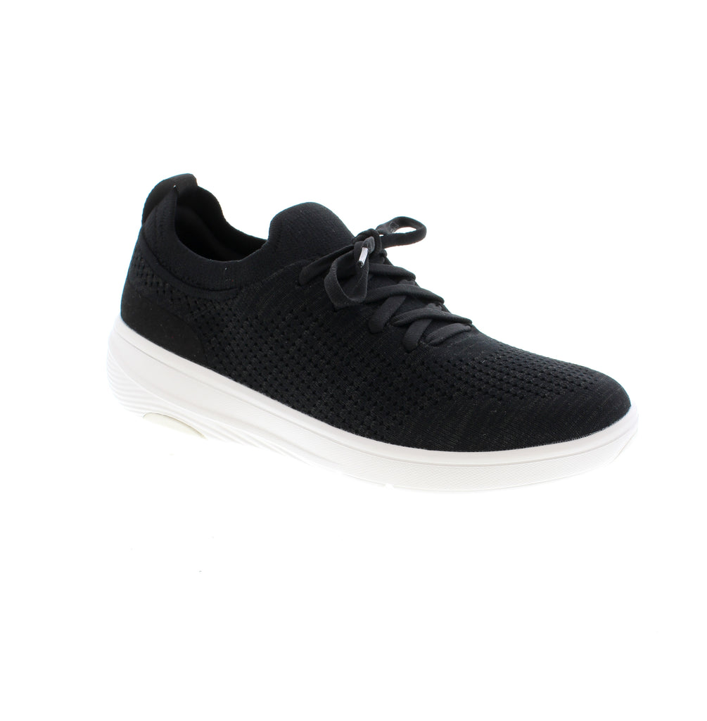 The Fitflop Super-Q Knit Lace Up offers 360° super comfort with a light and breathable engineered knit upper, stretch-collar, easy on/off pull tab, and multi-texture knit with tonal color detail. The sleek iQushion™ midsole provides extreme flex, lightness, cushion, and bounce. Slip on and let your feet move with ease.
