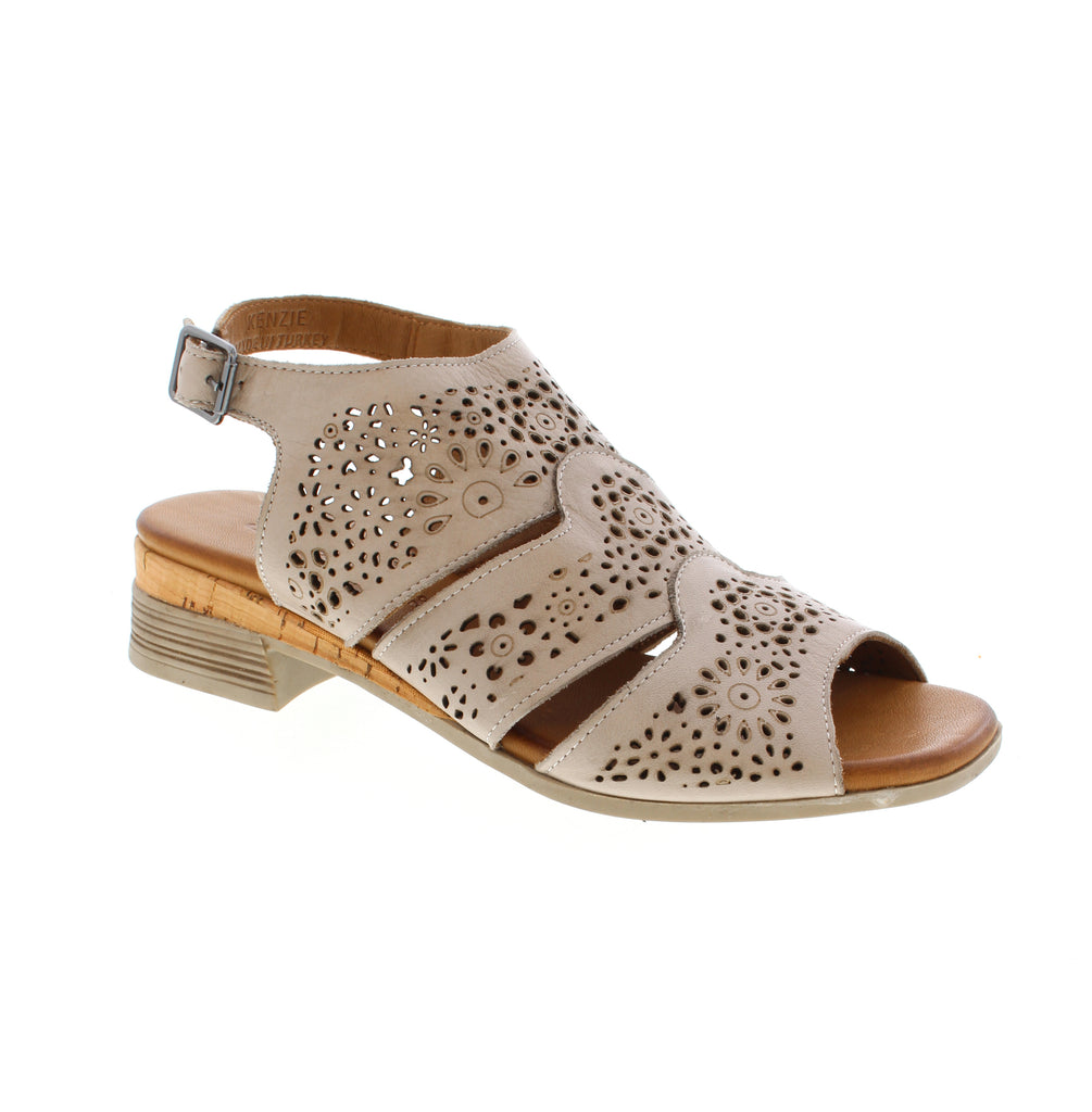 The Biza Kenzie stone sandal offers timeless style with quality construction. Featuring a full leather upper, lining, and footbed, it delivers natural comfort and durability. The stacked heel provides gentle lift, while the buckle and back strap closures ensure a secure fit. A foam midsole cushions each step, making it an ideal choice for casual summer outings.