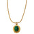 Expertly crafted and delicately designed, the Hackney Nine Kristos necklace is a vintage-inspired piece that brings an elegant touch to any outfit. Featuring a unique malachite stone, known for its natural beauty and deep green hues, encased in an ornate gold setting. Perfect for those who appreciate refined craftsmanship and natural gemstones.