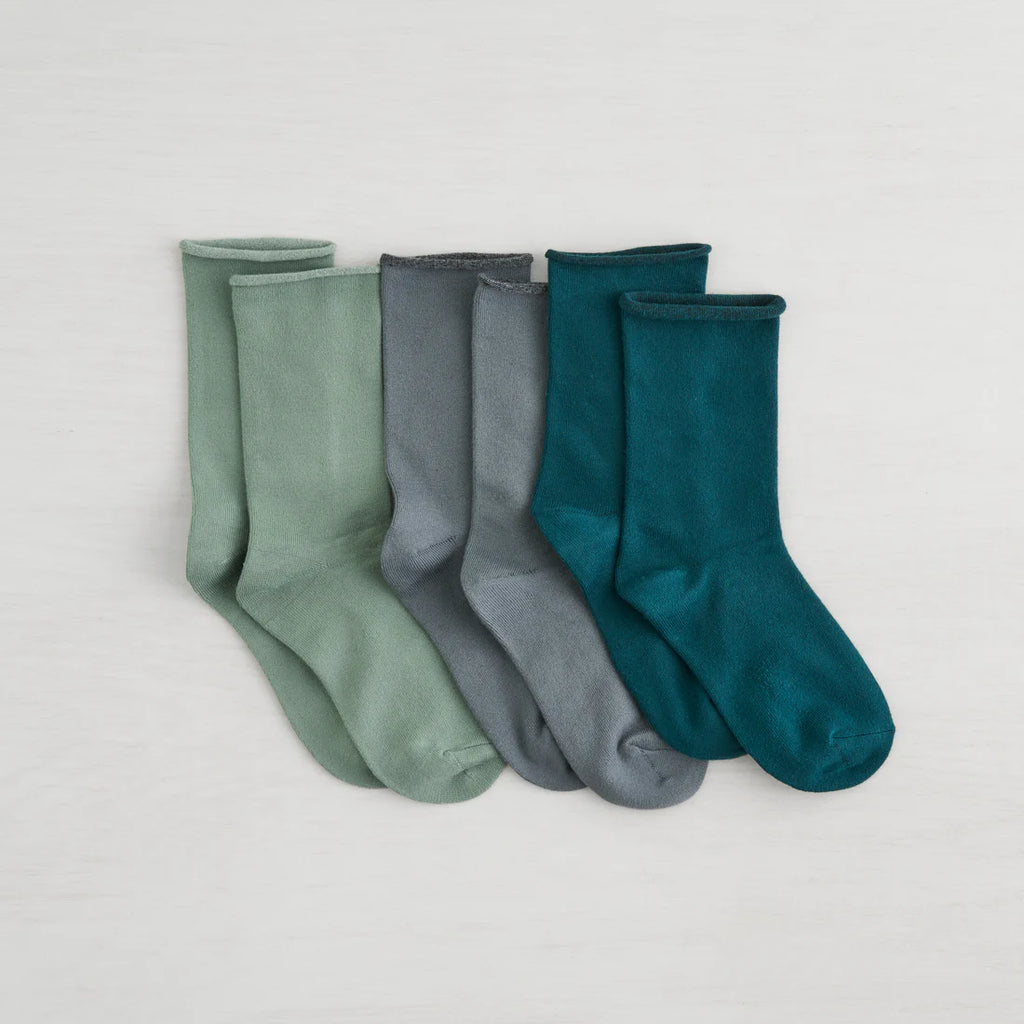 Lemon Recycled Pillow Crew Socks - Grey Green