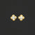 The Hackney Nine Layla - Vintage inspired clover shaped stud earrings crafted with natural shell and infused 18 karat gold metal borders. Hypoallergenic design free from nickel, lead, zinc, and cadmium, making them perfect for sensitive skin. These tarnish-free, waterproof earrings maintain their lustrous finish through daily wear, offering timeless elegance with modern durability.