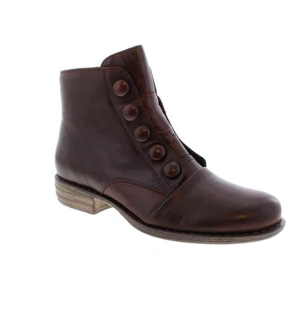 Effortless style meets everyday comfort in the Miz Mooz Louise bootie. This brown leather ankle boot features a block heel and almond toe for a flattering silhouette that transitions seamlessly from casual outings to weekend adventures. Crafted with a supple leather upper, fabric lining, and cushioned foam midsole, the Louise delivers all-day wearability. The rubber outsole provides reliable traction, while the side zip entry makes getting in and out a breeze.