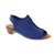 Roamers Mabel sandals in blue offer lightweight comfort for warm weather. Featuring a leather upper, lining, and footbed with a foam midsole and rubber outsole, these slingback sandals provide reliable support. The velcro back strap closure ensures an adjustable fit, while the open round toe and stacked heel deliver casual style.