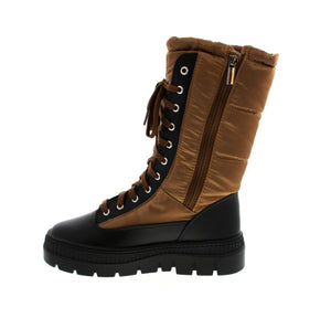 Take your winter style to a whole new level with the Olang Magnet winter boot! Rock the vegan PU exterior with quilted padding and cleated platform sole for a strong look that quirks up your outfit. Show off your sassy feminity with the full-length lacing to elongate your legs to perfection! Looks like winter has met its match.
