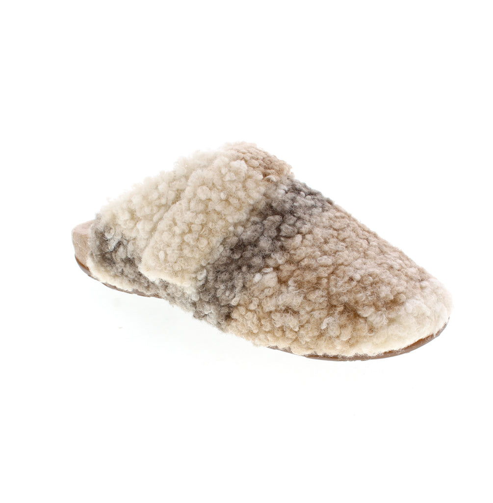 Cozy slip-on slipper with plaid fabric upper and memory foam midsole for all-day comfort. Features microfiber footbed, reinforced arch support, and a flatform heel perfect for casual wear at home or on the go.