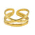 Create a striking stacked look with the Hackney Nine Miranda - Gold! This ring boasts a unique crossover double-band design, accented by a single band for a stylish and effortless finish. Make a statement with this gorgeous piece that blends modern and classic elements.