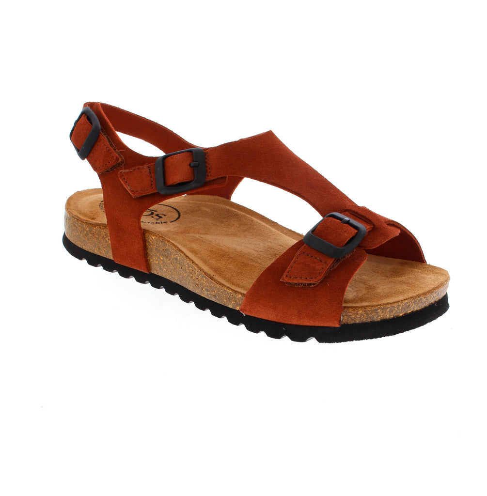 The Taos Casita is crafted in Spain from premium European suede. This chic strap sandal delivers style and comfort in equal measure. Featuring three adjustable straps, sleek faux buckle details, a soft suede-covered footbed, and a supportive cork midsole, it’s designed for all-day comfort with elevated style.