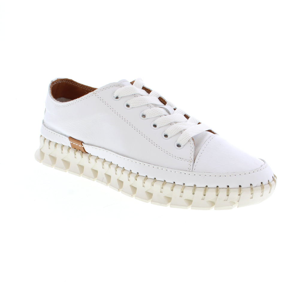 The Roamers Paris white sneaker blends classic style with everyday comfort. Featuring a leather upper, lining, and footbed with a removable insole, this shoe accommodates custom orthotics for personalized support. The foam midsole and rubber outsole deliver cushioning, while the lace-up closure and flatform heel ensure a secure, stable fit.