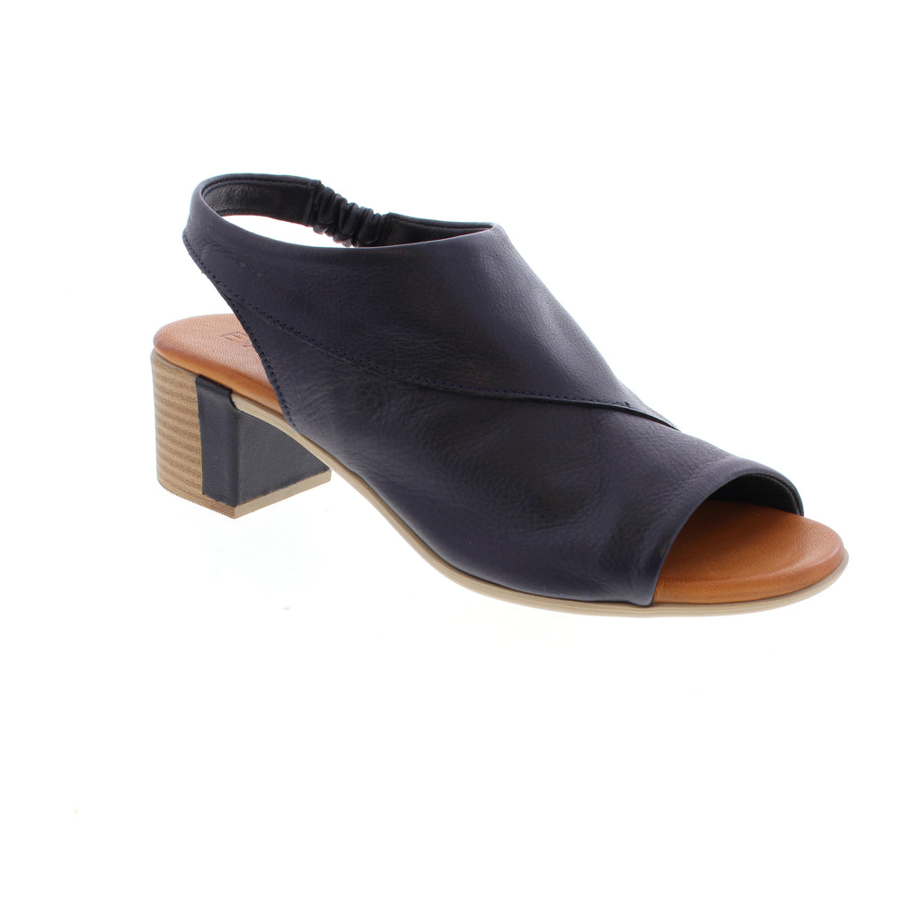 Simplify your summer wardrobe with Everly Phoenix-01 sandals for women. These navy leather sandals feature a comfortable block heel, elasticized upper, and foam midsole. Perfect for casual or office wear, weddings, or graduation.