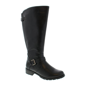 The Taxi Queens knee-high boot provides superior weather protection with its waterproof construction, durable rubber outsole for reliable traction, and warm faux fur lining. The easy-on, easy-off design makes this boot a perfect choice for navigating colder climates in style.