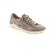 Ladies Beige metalic sneaker, with side zipper for easy on and off.