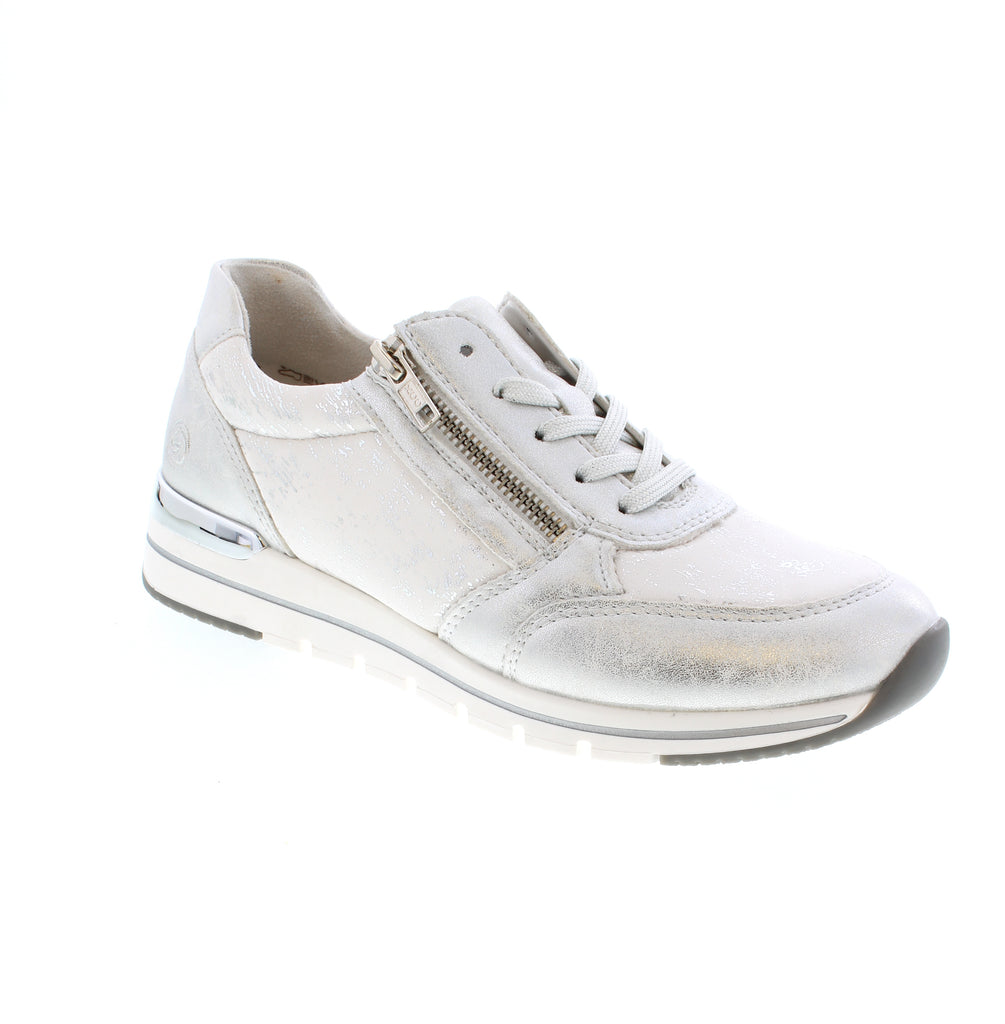 This Remonte R6700-91 sneaker is the perfect blend of comfort and design, with an upper designed from manmade leather and stretch material to give you all the room your foot needs. Built with an ultra-soft, shock-absorbing insole, lace-up and zipper design, this rubberized and flexible outsole gives you all the grip you need!