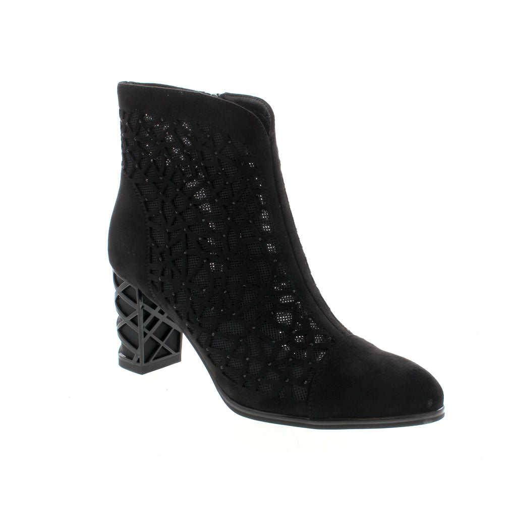 Elevate your style with the Azura Rebelia bootie. Designed for fashion-forward individuals, its details and unique heel create an unforgettable statement. Perfect for those seeking to make a bold fashion statement, this bootie is sure to turn heads and elevate any outfit.