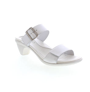 Recent is a captivating and stylish sandal with a jewelled buckle and padded front strap for added flair. The hook and loop ankle strap ensures a secure and personalized fit. Part of the Avantgarde Collection, this sandal features a TPR sole with a metal shank, creating the illusion of a 2