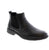 Classic black Chelsea boot designed for versatile everyday wear. Features a leather upper with a comfortable foam midsole and rubber outsole for reliable traction. Leather upper with man-made leather lining and removable insole for customizable comfort. Pull-on design with elasticized upper for easy on-and-off. Orthotic friendly construction supports all-day wear. Fits true to size with average width and instep. Block heel under 1" provides subtle lift without sacrificing stability. 