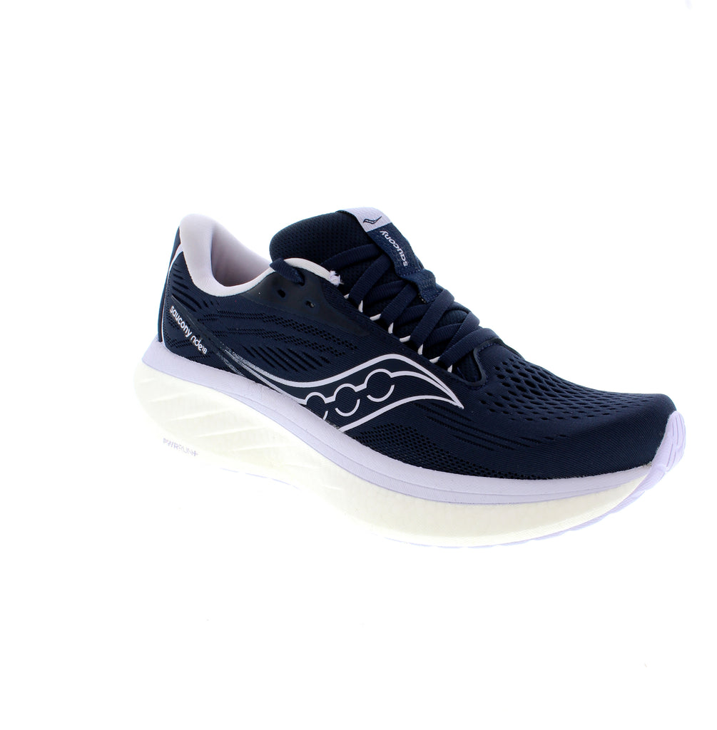 Saucony Ride 18 sneaker is the perfect blend of comfort and performance for all your runs. With upgraded PWRRUN+ foam, you'll experience crave-worthy cushioning and an addictively smooth ride. From quick morning jogs to coffee runs, this shoe has you covered.