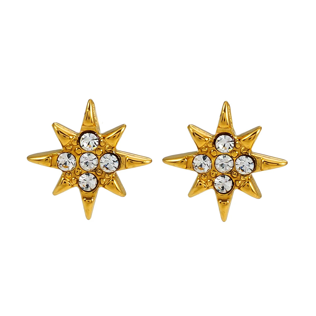 Discover timeless elegance with the Hackney Nine Sarenbe. These exquisite star stud earrings blend sophisticated design with exceptional craftsmanship, featuring premium AAA Zirconias that deliver diamond-like sparkle and brilliance. Crafted from pure 18 karat gold, they're nickel-free, hypoallergenic, and built to last—tarnish-free and waterproof for everyday wear. A versatile statement piece that elevates any occasion with refined glamour.