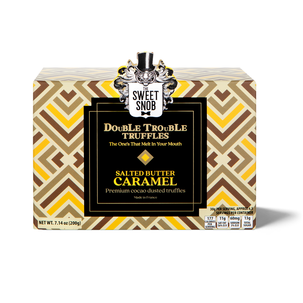Double Trouble Truffles feature decadent layers of French dark chocolate. Crafted with the finest French ingredients, each bite is a journey into indulgence, a delicate balance between temptation and sophistication.